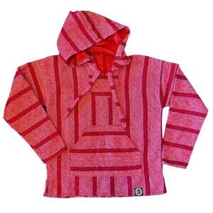 Orizaba Original Baja Surf Hoodie Men's S Red Pink Hippie Mexican Rug